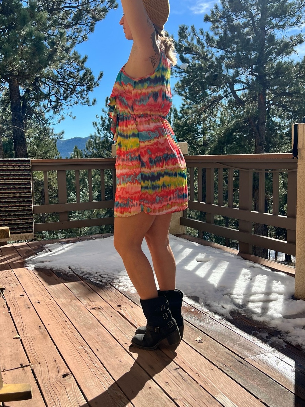 Pink Owl Multicolor Ruffle Front Mini Dress - Picture 3 of 10